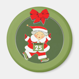 Women's Running Christmas Magnet