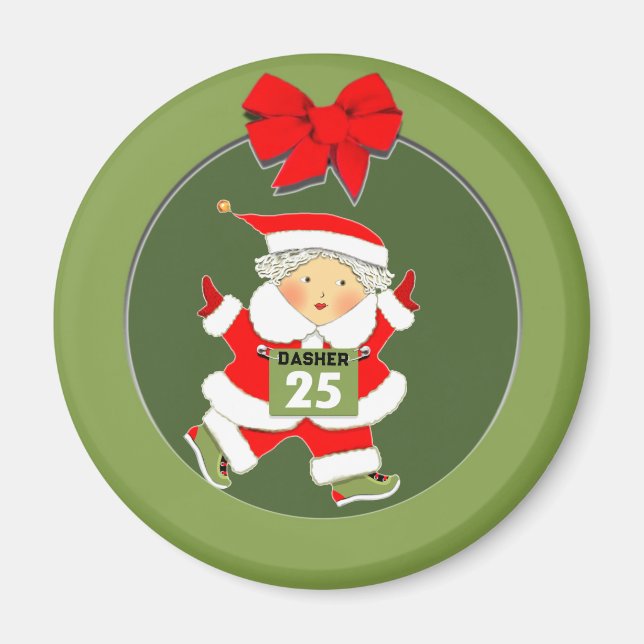 Women's Running Christmas Magnet (Front)