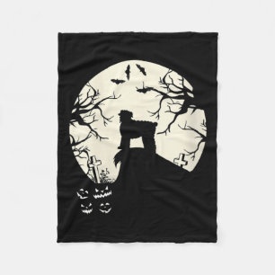 Womens Russian Black Terrier In The Moon Dog Fleece Blanket