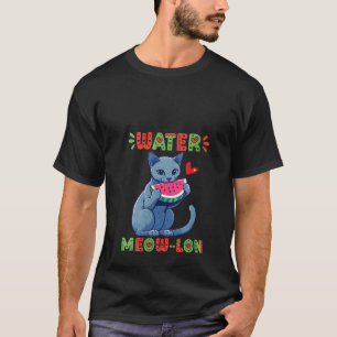 Womens Russian Blue Cat Eating Watermelon Summer V T-Shirt