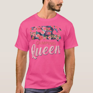 Womens Rv Motorhome Camping Queen With Pink Red Ro T-Shirt
