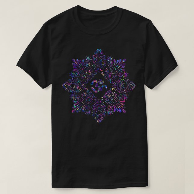 Womens Sacred Geometry Mandala Tee Pilates Yoga Lo (Design Front)