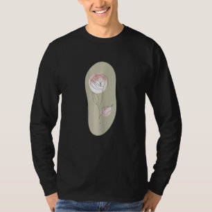 Womens Sage Green Boho Roses Flower Minimalistic L T-Shirt