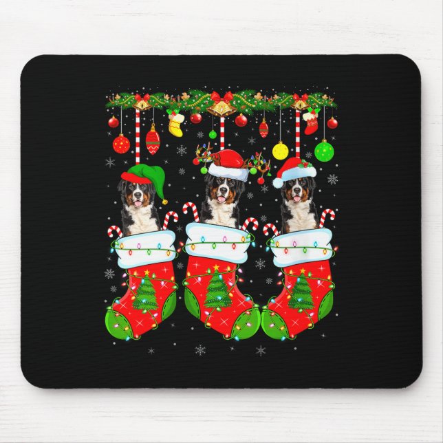 Womens Saint Bernard Dog In Christmas Socks Funny  Mouse Mat (Front)