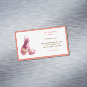 Women's Salmon Pink Shoes Fashion Magnetic Business Card