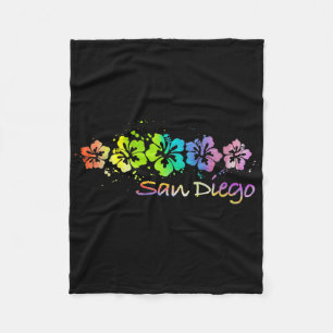 Womens San Diego, Ca Watercolor Beach & Surf V Fleece Blanket