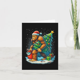 Womens Santa Bigfoot Christmas Tree Sasquatch Xmas Card