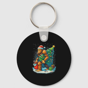 Womens Santa Bigfoot Christmas Tree Sasquatch Xmas Key Ring