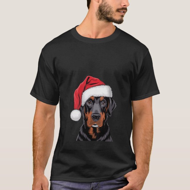 Womens Santa Black Lab Christmas Dog Labrador Love T-Shirt (Front)
