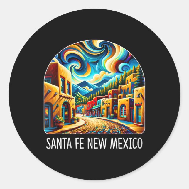 Womens Santa Fe New Mexico - Expressionism Art - V Classic Round Sticker (Front)