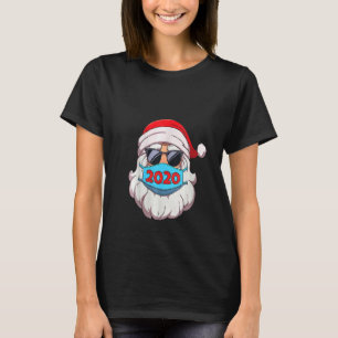 Womens Santa In Sunglasses Wearing Mask Funny Chri T-Shirt