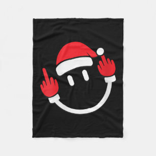 Womens Santa Middle Finger Flip Off _ Christmas Pr Fleece Blanket