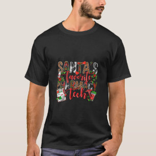 Womens Santa s Favorite Pharmacy Tech Western Leop T-Shirt