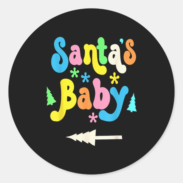 Womens Santa's Baby-pregnancy Announcement Christm Classic Round Sticker (Front)