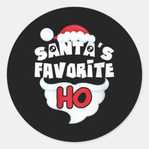 Womens Santa's Favourite Ho Ugly Christmas Sweater Classic Round Sticker