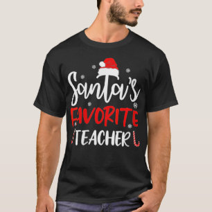 Womens Santa's Favourite Teacher Funny Santa Hat C T-Shirt
