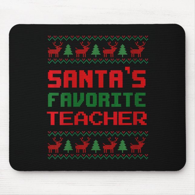Womens Santa's Favourite Teacher Ugly Christmas Sw Mouse Mat (Front)