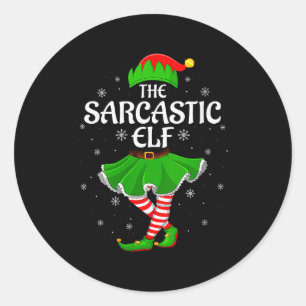 Womens Sarcastic Elf Christmas Family Girls Women  Classic Round Sticker