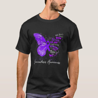 Womens Sarcoidosis Awareness Purple Ribbon Butterf T-Shirt