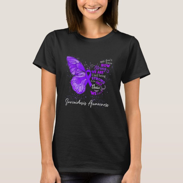 Womens Sarcoidosis Awareness Purple Ribbon Butterf T-Shirt (Front)