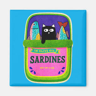 Womens Sardines Tinned Fish Retro Graphic Summer Magnet