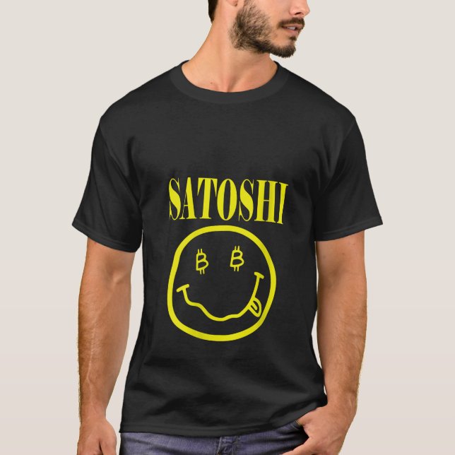 Womens Satoshi Yellow Smile Face V Neck  T-Shirt (Front)
