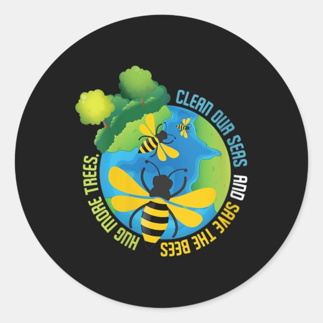 Womens Save The Bees - Environmental Protection Classic Round Sticker (Front)