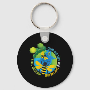 Womens Save The Bees - Environmental Protection Key Ring