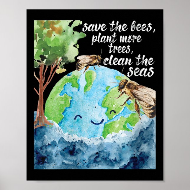 Womens Save The Bees - Environmental Protection Poster (Front)
