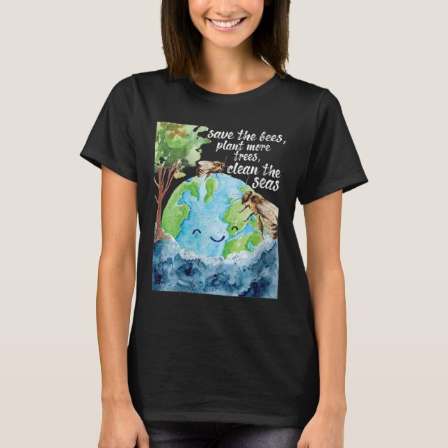 Womens Save The Bees - Environmental Protection T-Shirt (Front)