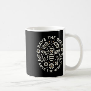 Womens Save The Bees Save The World Floral Bee V Coffee Mug