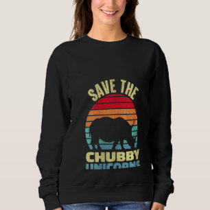 Womens Save The Chubby Unicorns Vintage Funny Rhin Sweatshirt