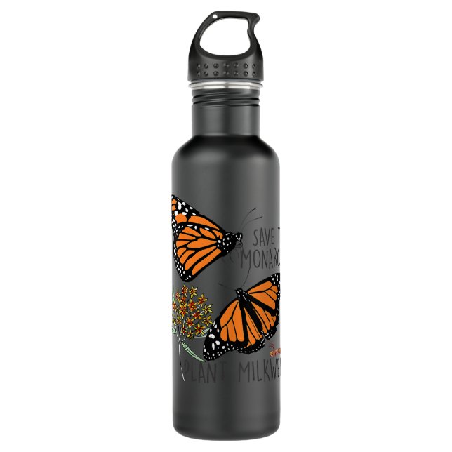 Womens Save The Monarchs Plant Some Milkweed Funny 710 Ml Water Bottle (Front)