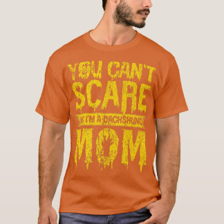 Womens Scary Halloween design broom dachshund mon  T-Shirt