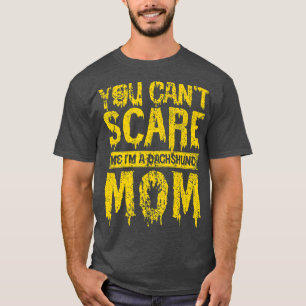 Womens Scary Halloween design broom dachshund mon T-Shirt
