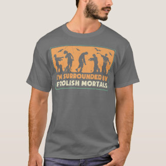 Womens Scary Halloween design broom foolis mortals T-Shirt