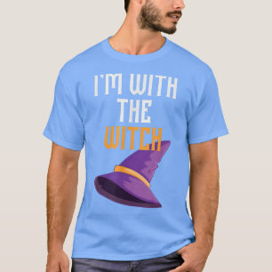 Womens Scary Halloween design broom I'm with the w T-Shirt