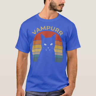Womens Scary Halloween design broom vampire cat va T-Shirt