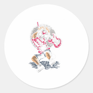 Womens Scary Hockey Mask Smashing Guitar Hal Classic Round Sticker