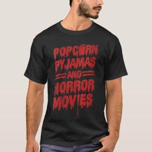 Womens Scary Horror Movie Popcorn Pajamas And Horr T-Shirt