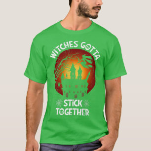 Womens Scary spooky Halloween witches haunted cast T-Shirt