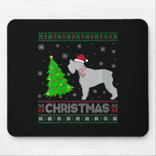 Womens Schnauzer Dog Xmas Tree Lighting Ugly Chris Mouse Mat
