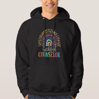Womens School Counsellor Teacher Rainbow  Back To Hoodie