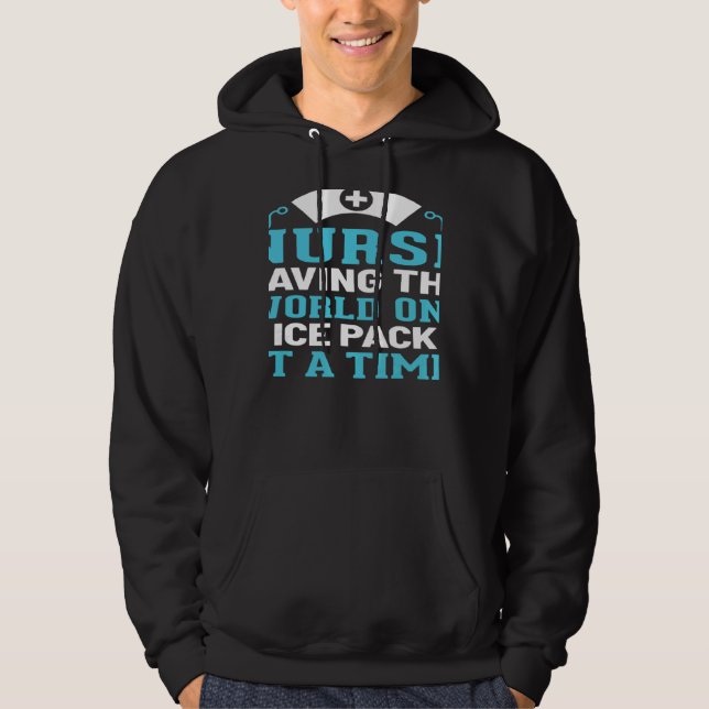 Womens School Nurse Saving The World One Ice Pack  Hoodie (Front)