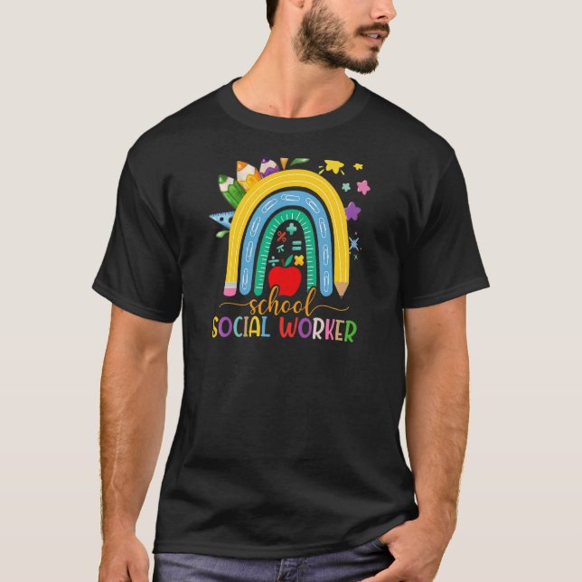 Womens School Social Worker Rainbow Appreciation B T-Shirt (Front)