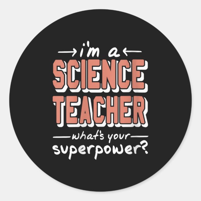 Womens Science Teacher Superwer Funny Nerd Pride V Classic Round Sticker (Front)