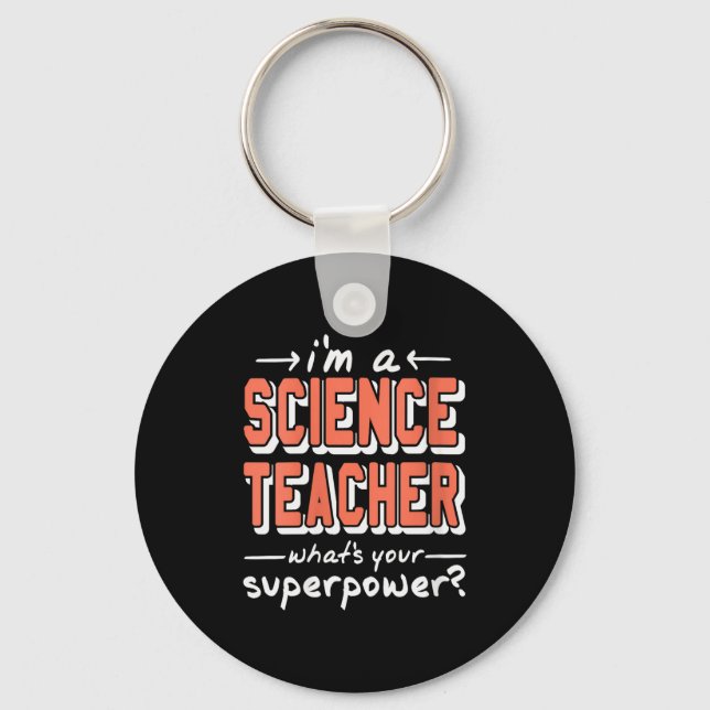 Womens Science Teacher Superwer Funny Nerd Pride V Key Ring (Front)