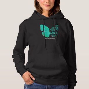 Womens Scleroderma Awareness Butterfly Teal Ribbon Hoodie
