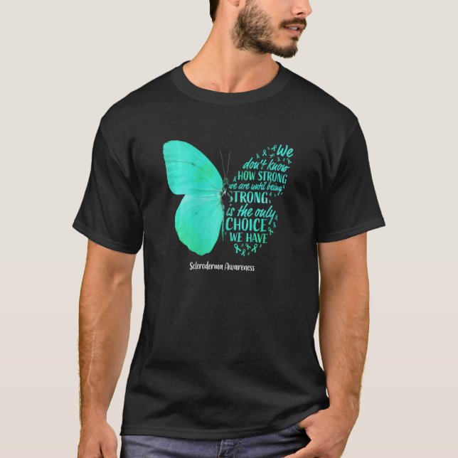 Womens Scleroderma Awareness Butterfly Teal Ribbon T-Shirt (Front)