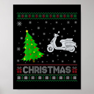 Womens Scooters Xmas Tree Lighting Ugly Christmas  Poster